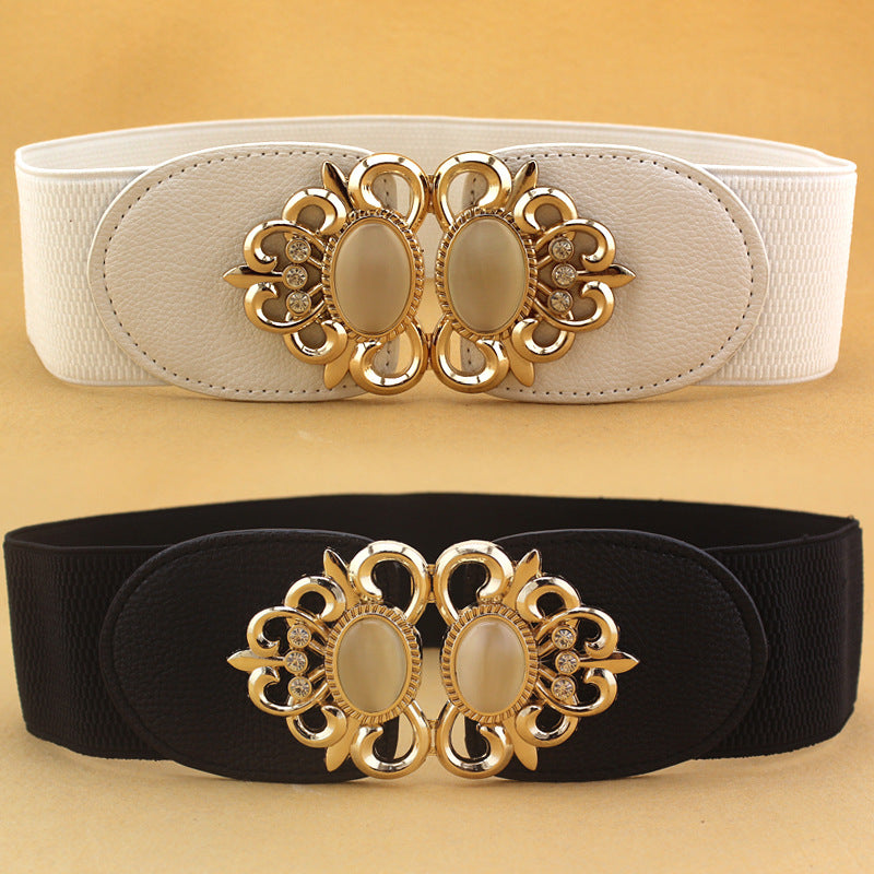 Double cat's eye inlaid waist belt