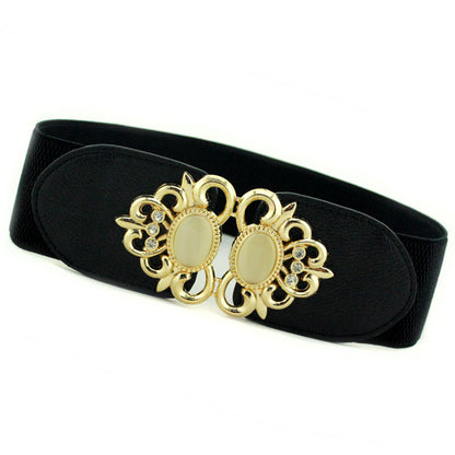 Double cat's eye inlaid waist belt