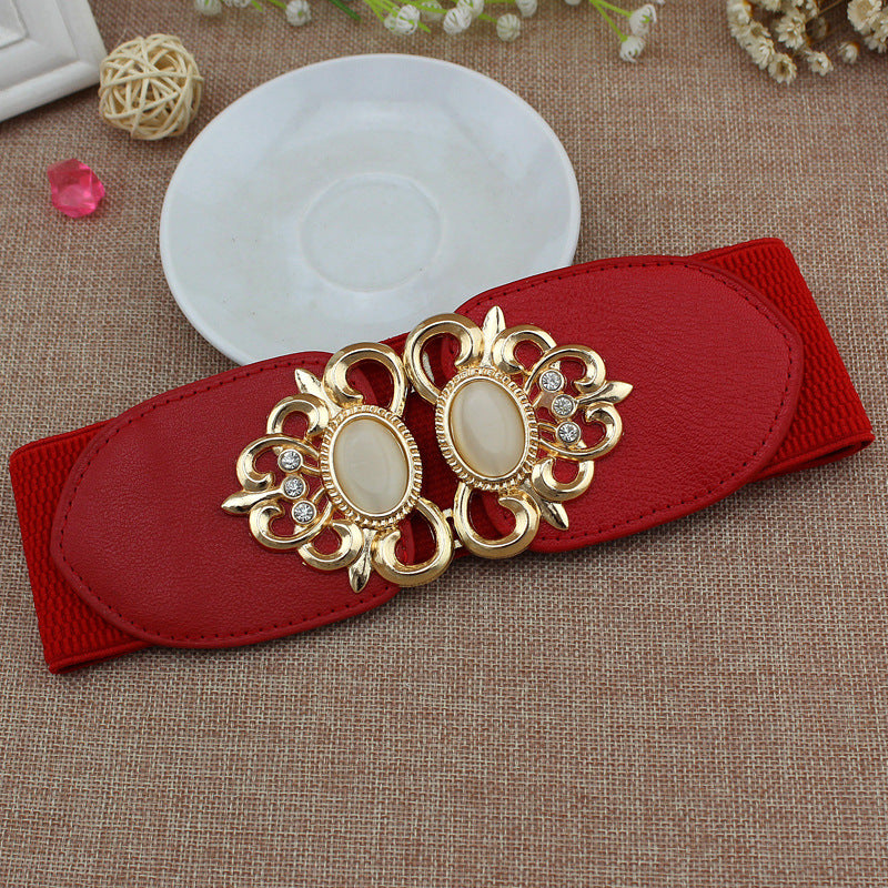 Double cat's eye inlaid waist belt