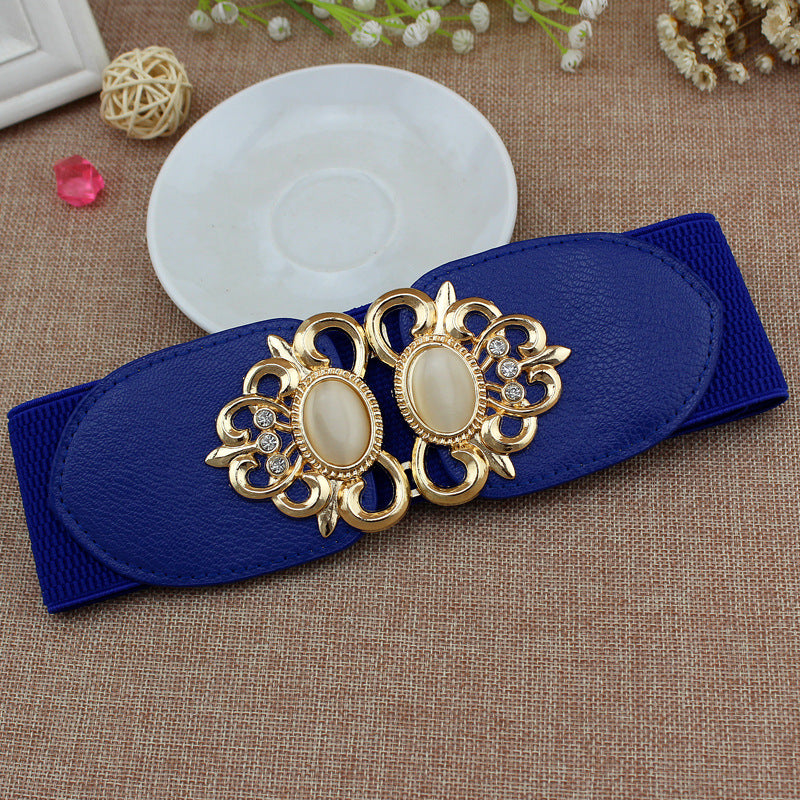 Double cat's eye inlaid waist belt