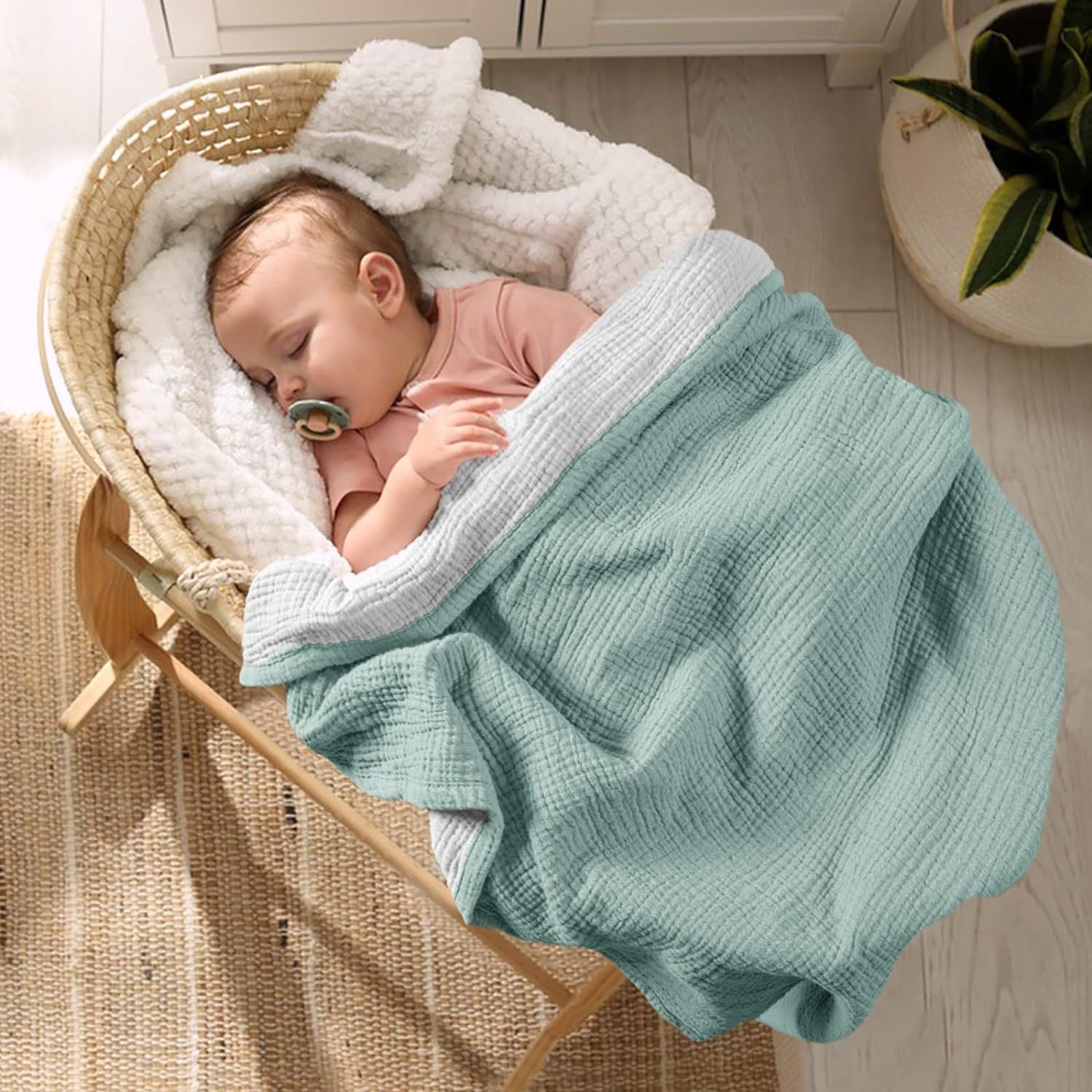 Double Color Crepe Baby Blanket