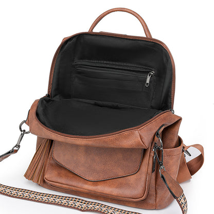 Double-color fringed backpack