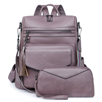 Double-color fringed backpack