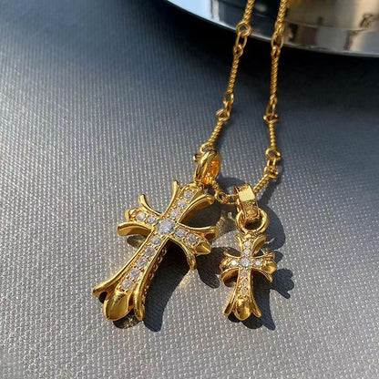 Double Cross Alloy Necklace Punk Clavicle Chain