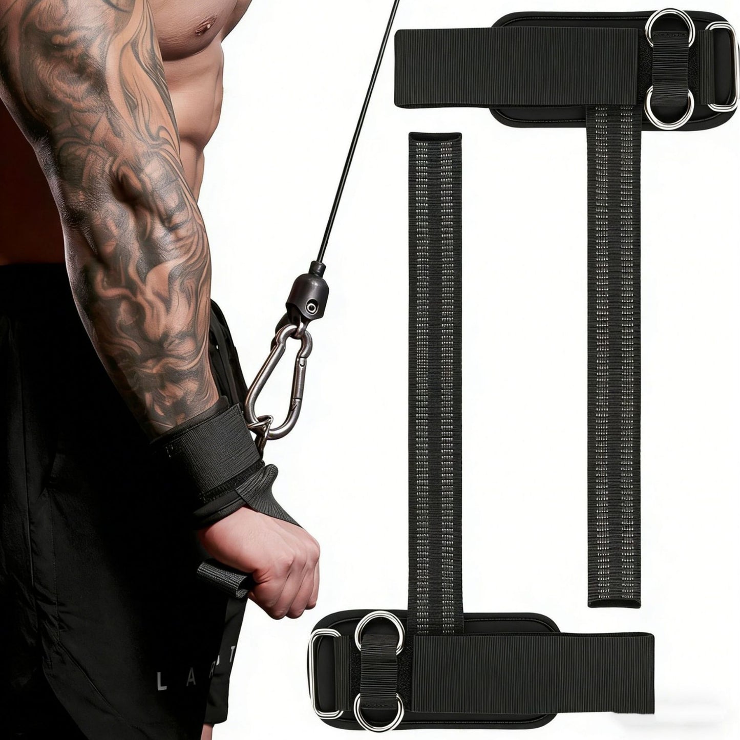 Double D Ring Anti Slip Pull Up Grip Belt Training Wristband