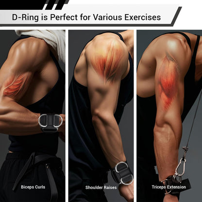 Double D Ring Anti Slip Pull Up Grip Belt Training Wristband