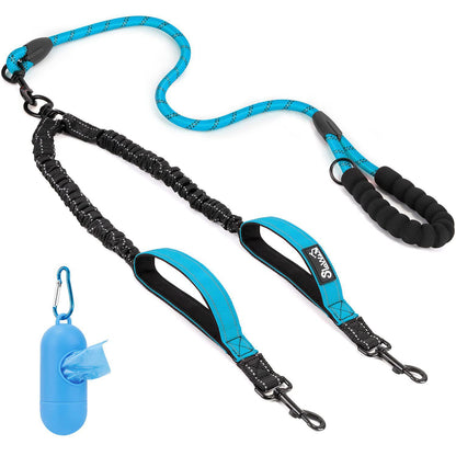Double Dog Leash with Reflective Anti-Tangle Strap
