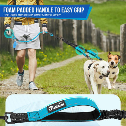 Double Dog Leash with Reflective Anti-Tangle Strap