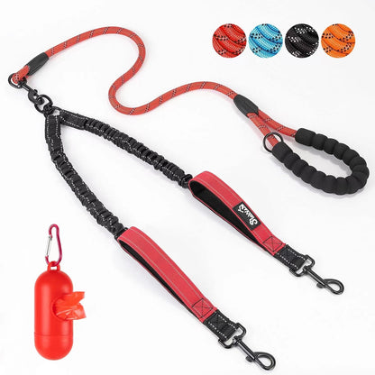 Double Dog Leash with Reflective Anti-Tangle Strap