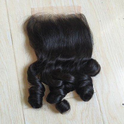 Double Drawn Funmi Wave Human Hair Bundles with Lace Closure
