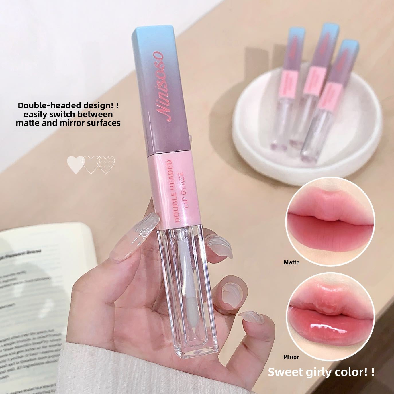Double Ended Lip Glaze Matte and Glossy Finish