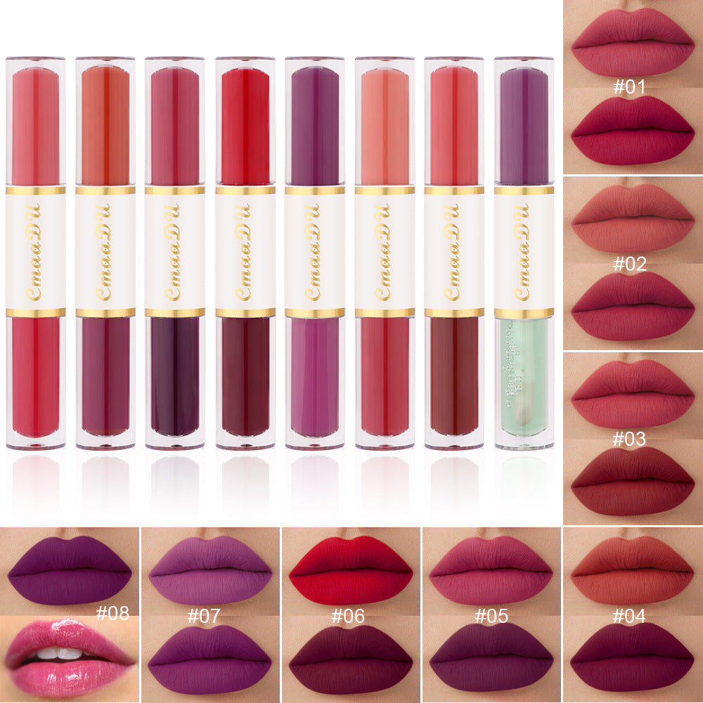 Double-Ended Matte Lipstick Long-Lasting Lip Gloss