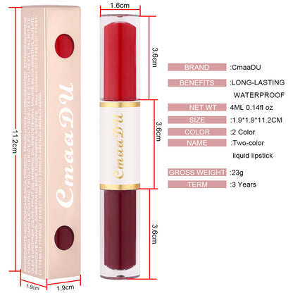 Double-Ended Matte Lipstick Long-Lasting Lip Gloss