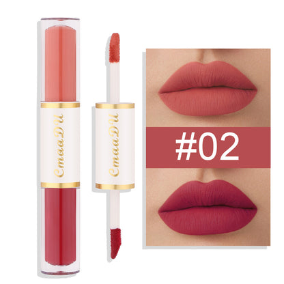 Double-Ended Matte Lipstick Long-Lasting Lip Gloss