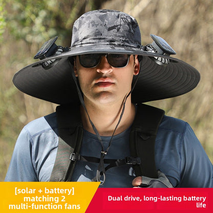 Double Fan Solar Rechargeable Sun Hat