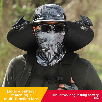 Double Fan Solar Rechargeable Sun Hat