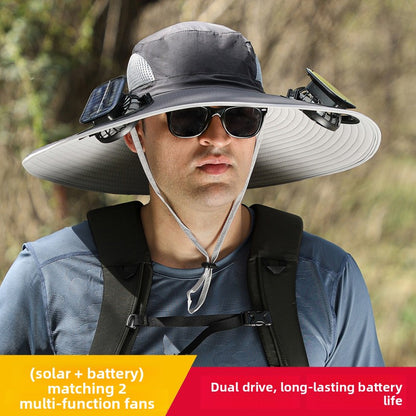 Double Fan Solar Rechargeable Sun Hat
