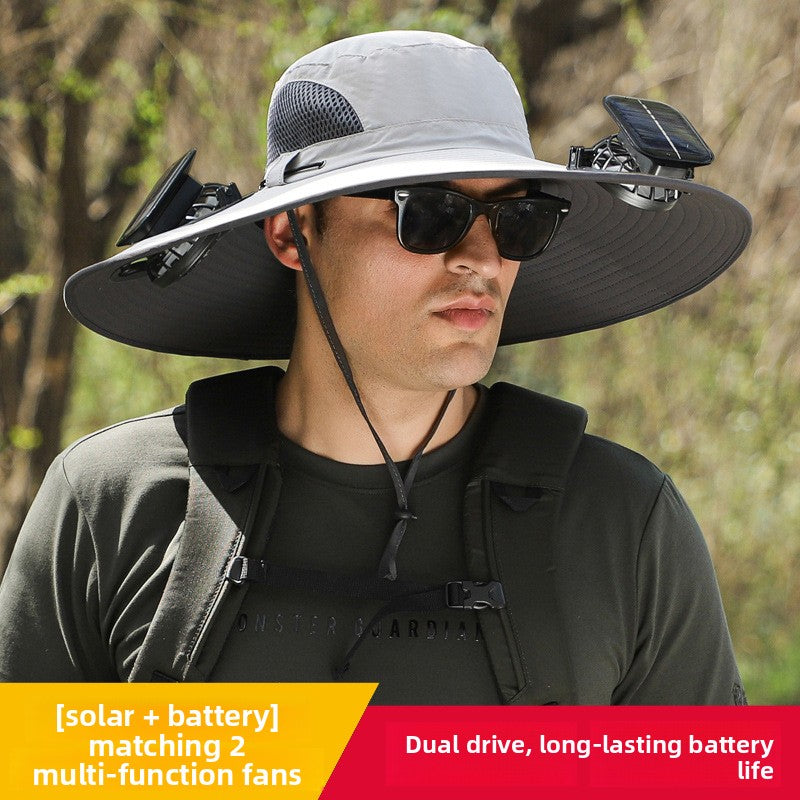 Double Fan Solar Rechargeable Sun Hat