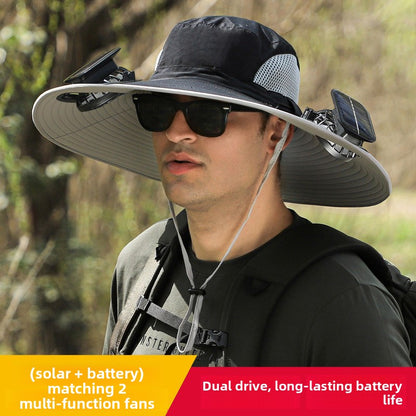 Double Fan Solar Rechargeable Sun Hat