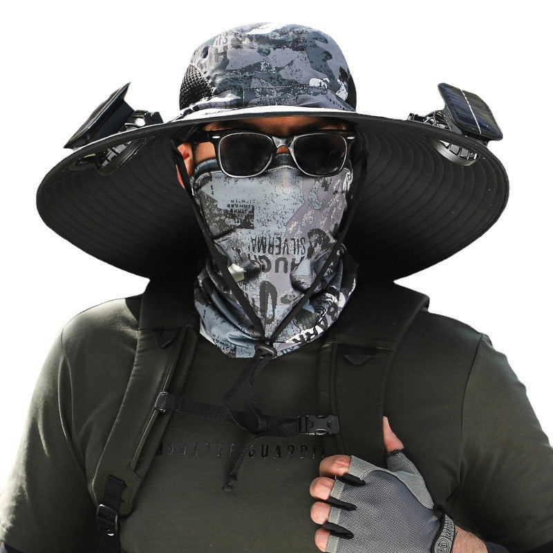 Double Fan Solar Rechargeable Sun Hat