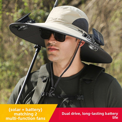 Double Fan Solar Rechargeable Sun Hat