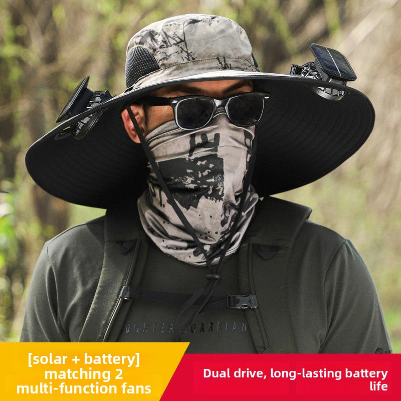 Double Fan Solar Rechargeable Sun Hat