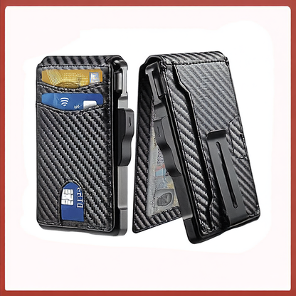 Double-fold carbon fiber flip wallet
