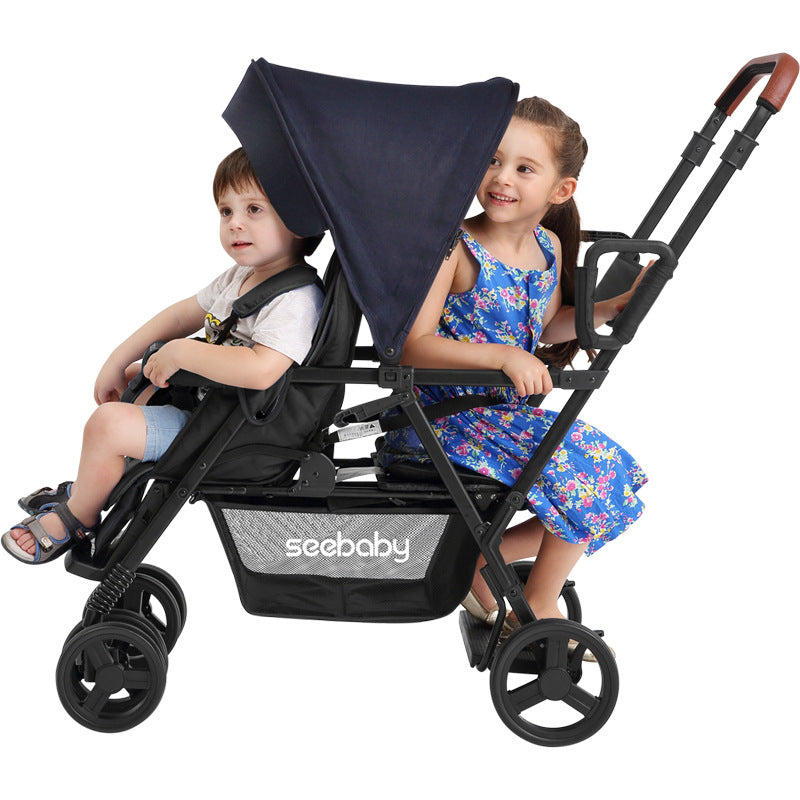 Double foldable stroller