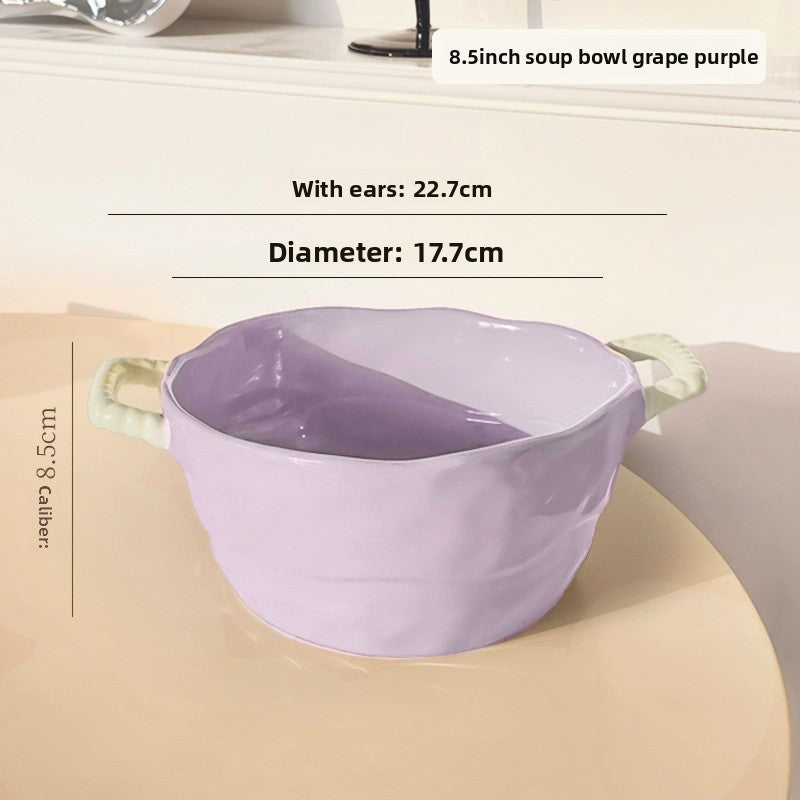 Double-Handle Ceramic Soup Bowl
