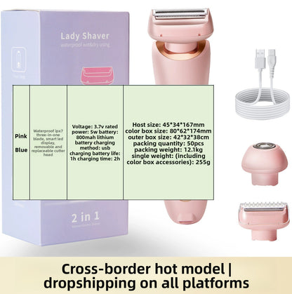 Double-Head Rechargeable Electric Shaver for Women