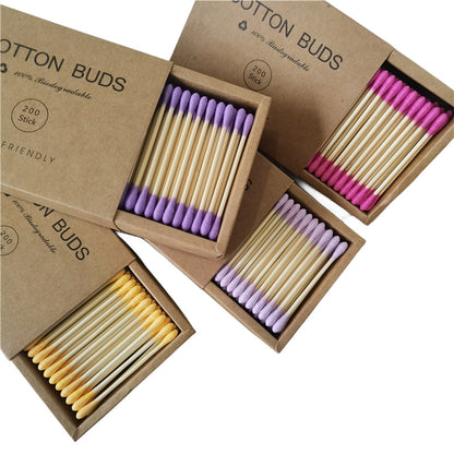 Double-headed colored removable makeup cotton swabs