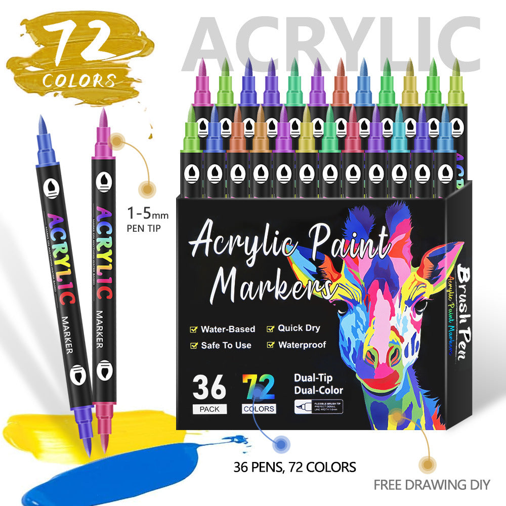 Double-headed two-color acrylic marker pen