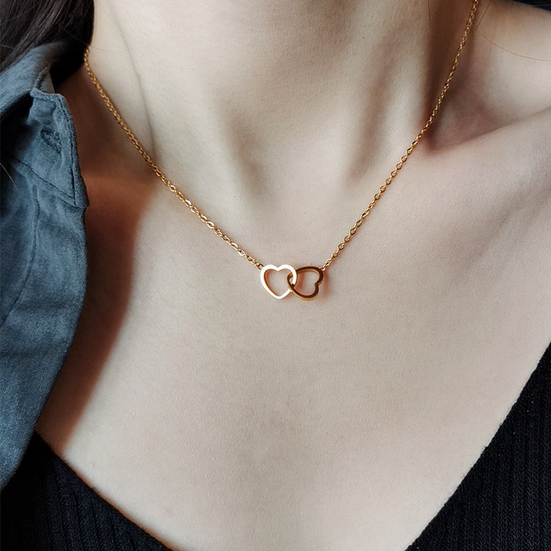 Double Heart Adjustable Necklace