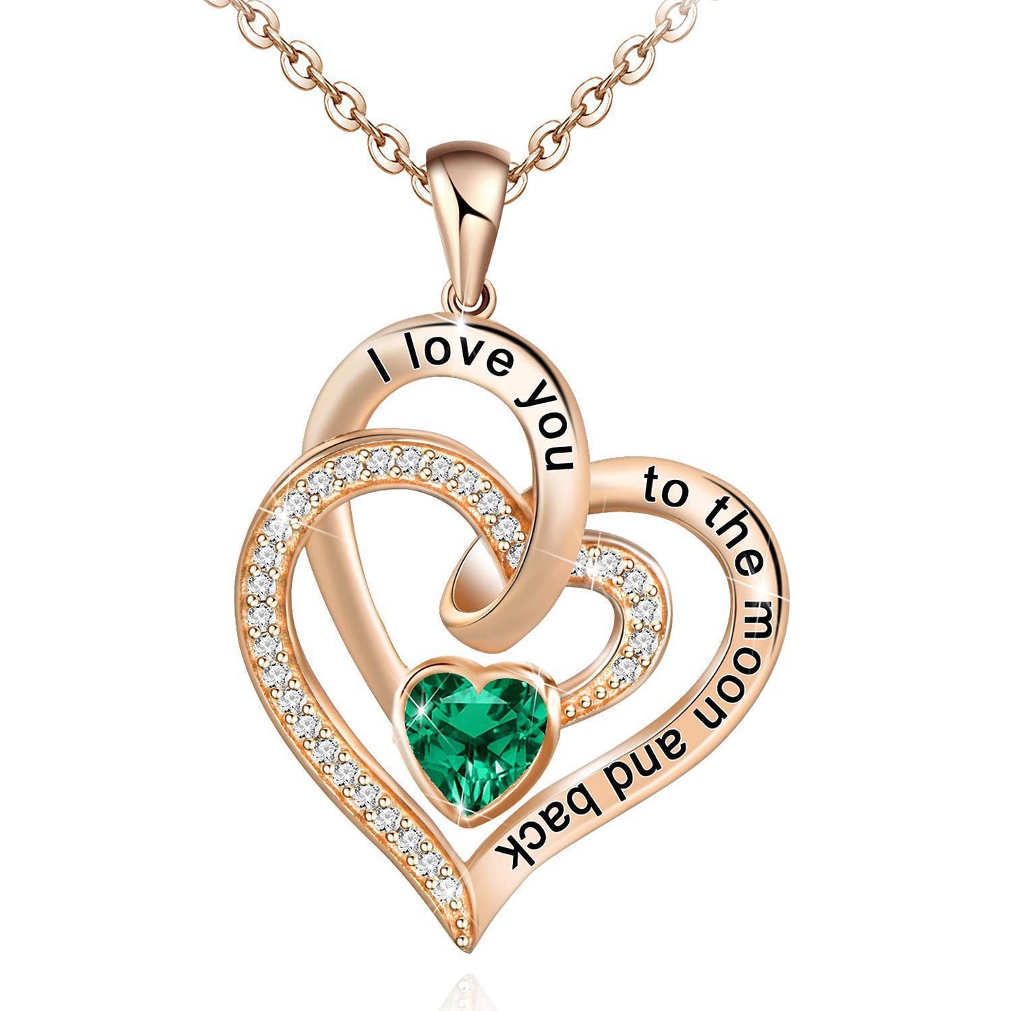 Double Heart Birthstone Letter Necklace