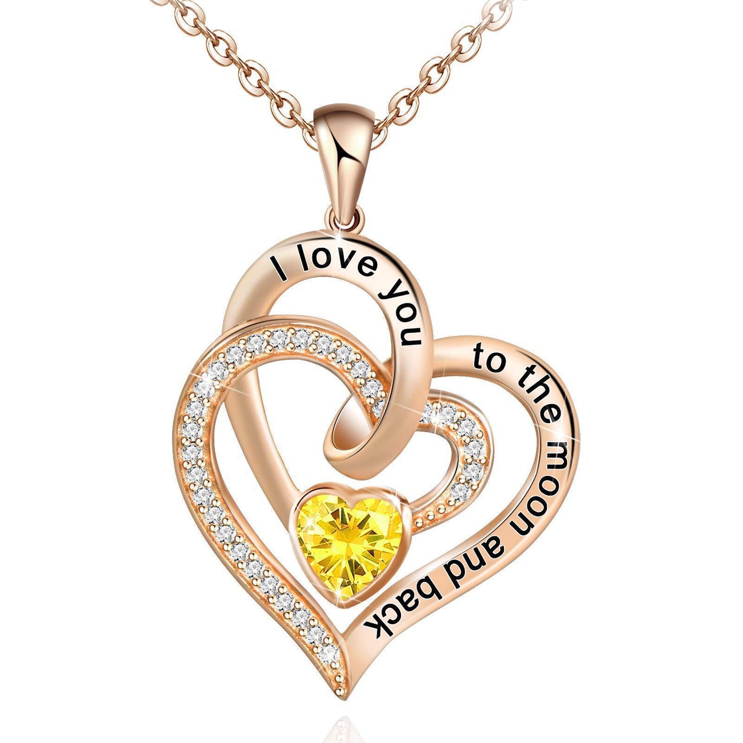 Double Heart Birthstone Letter Necklace