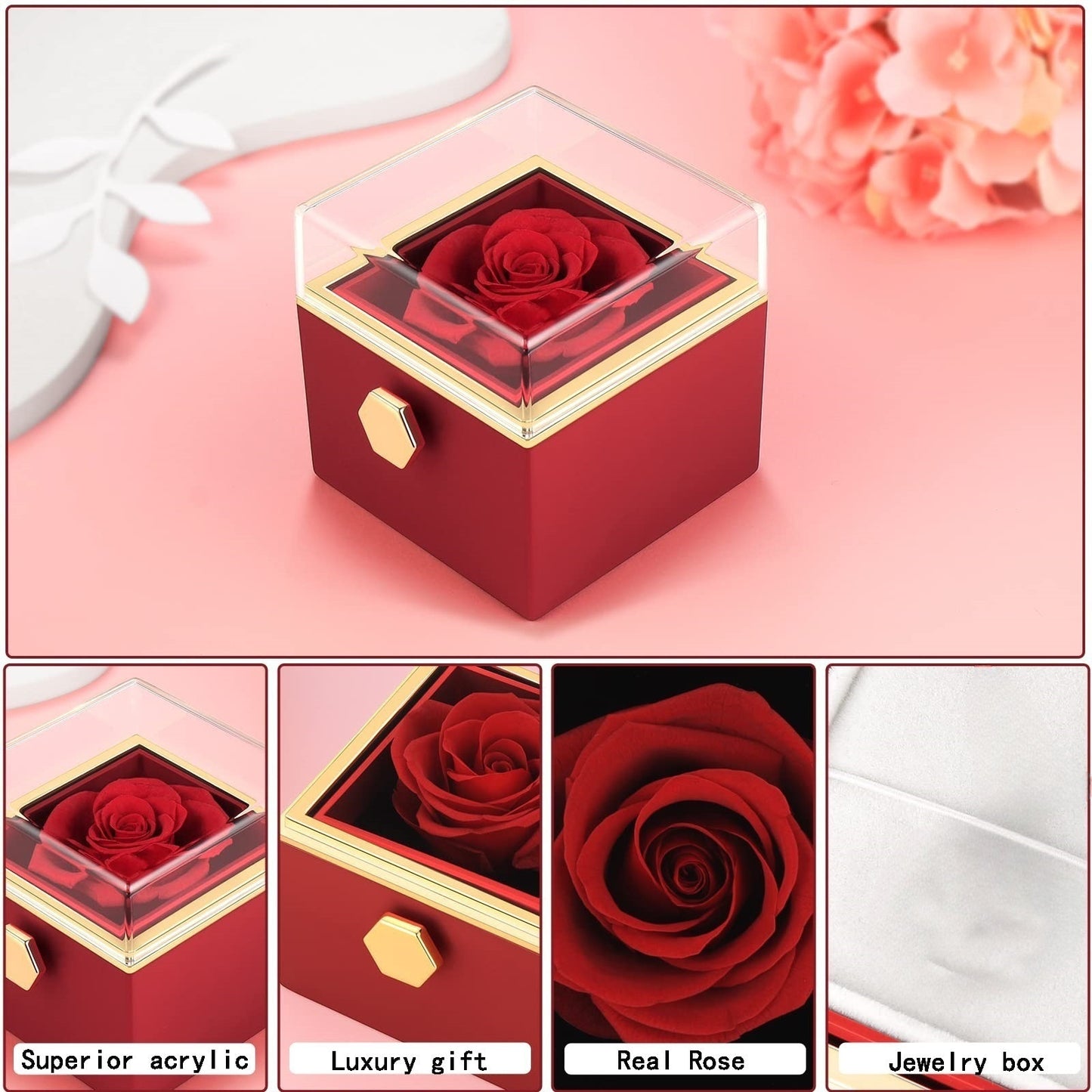 Double Heart Engraved Flip Rotating Necklace with Gift Box