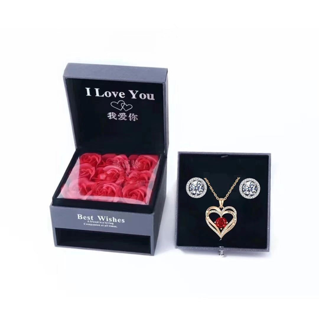 Double Heart Gemstone Necklace