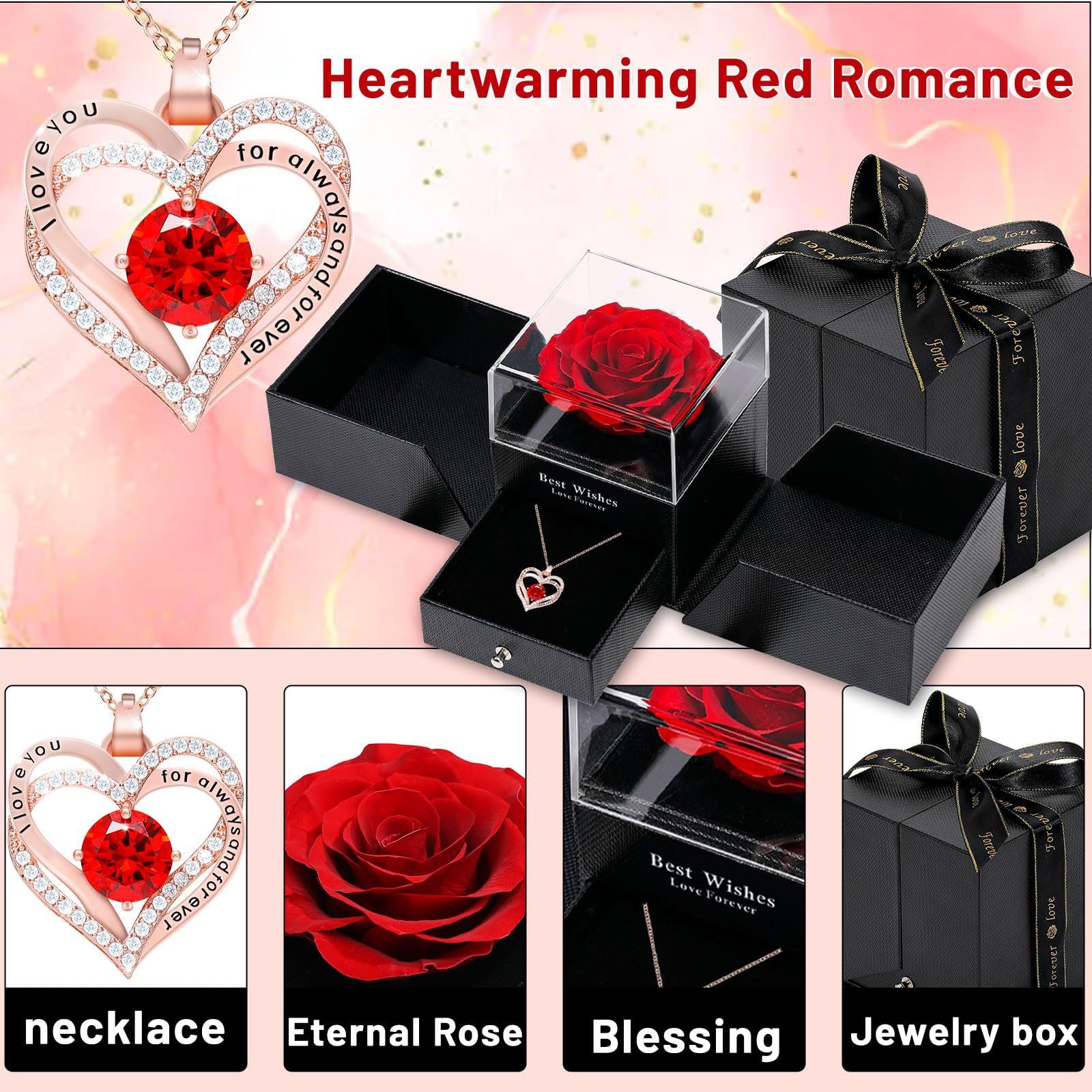 Double Heart Gemstone Necklace