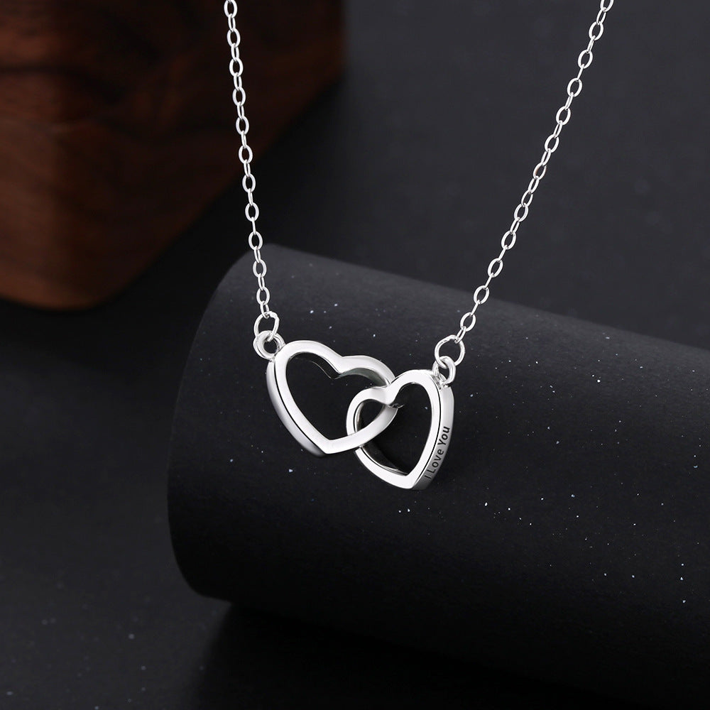 Double Heart Personalized Name Necklace