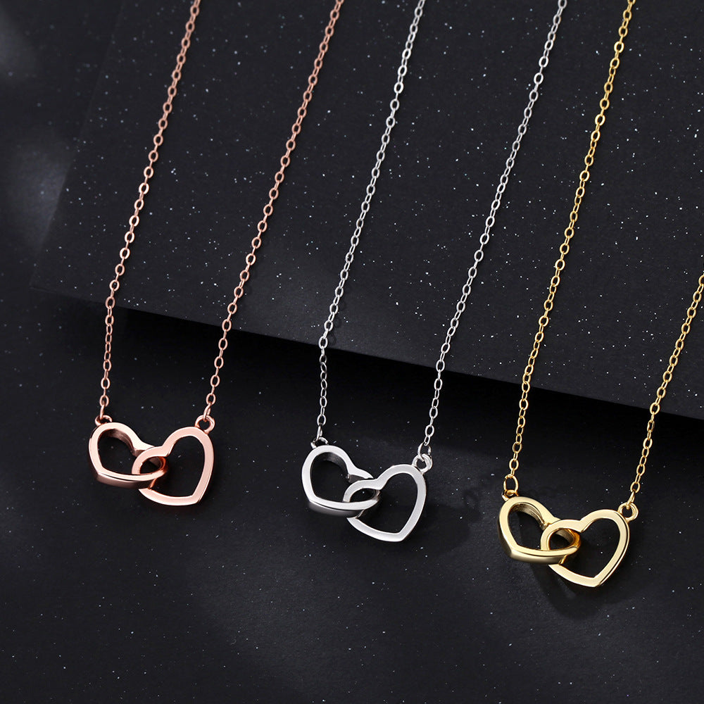 Double Heart Personalized Name Necklace