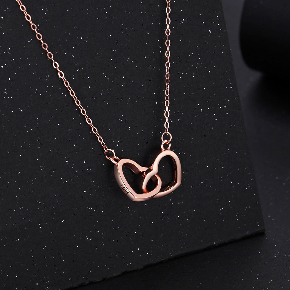 Double Heart Personalized Name Necklace