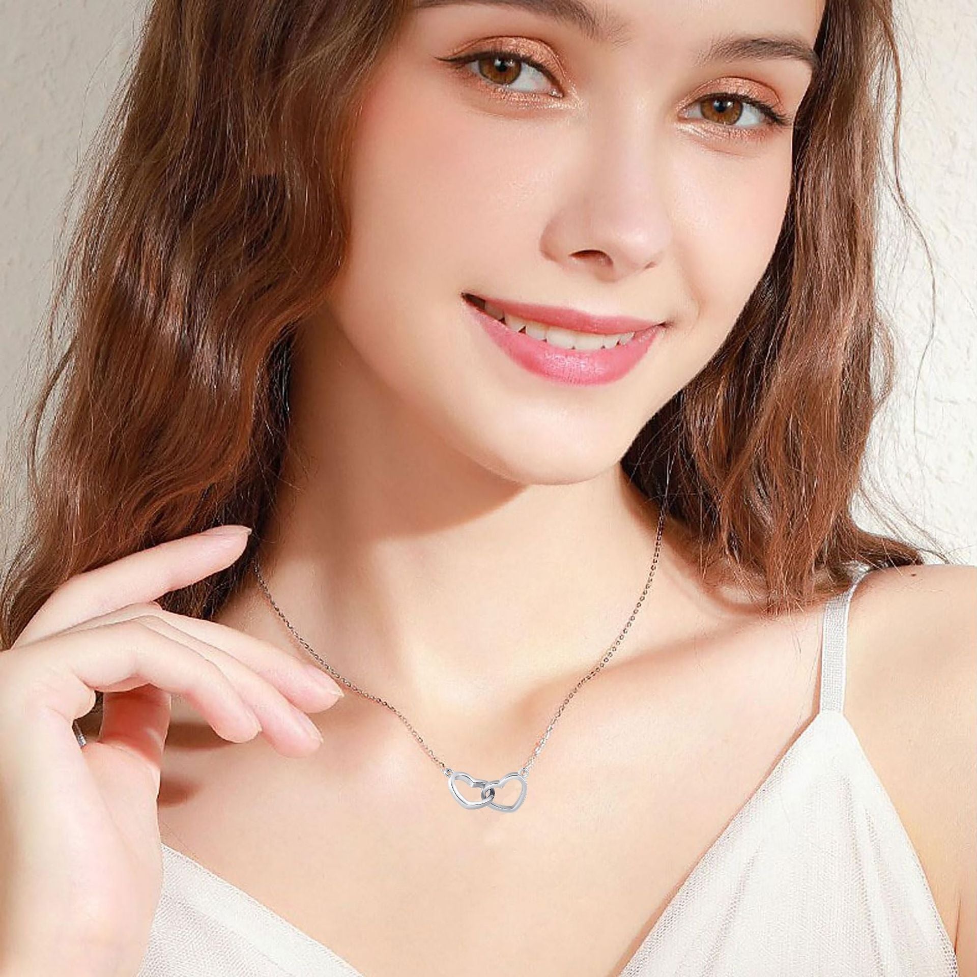 Double Heart Shape Stainless Steel Necklace