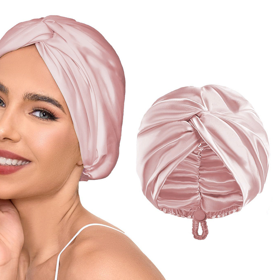 Double-Layer Adjustable Satin Imitation Silk Hair Care Cap