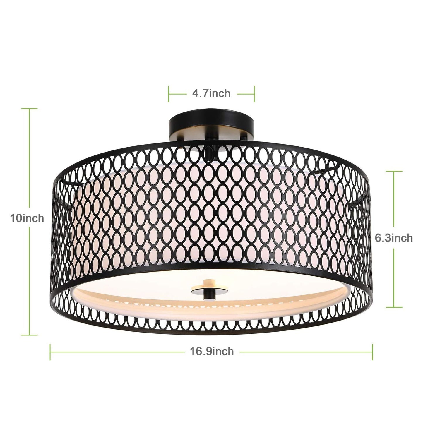 Double-layer black iron mesh circular lamp