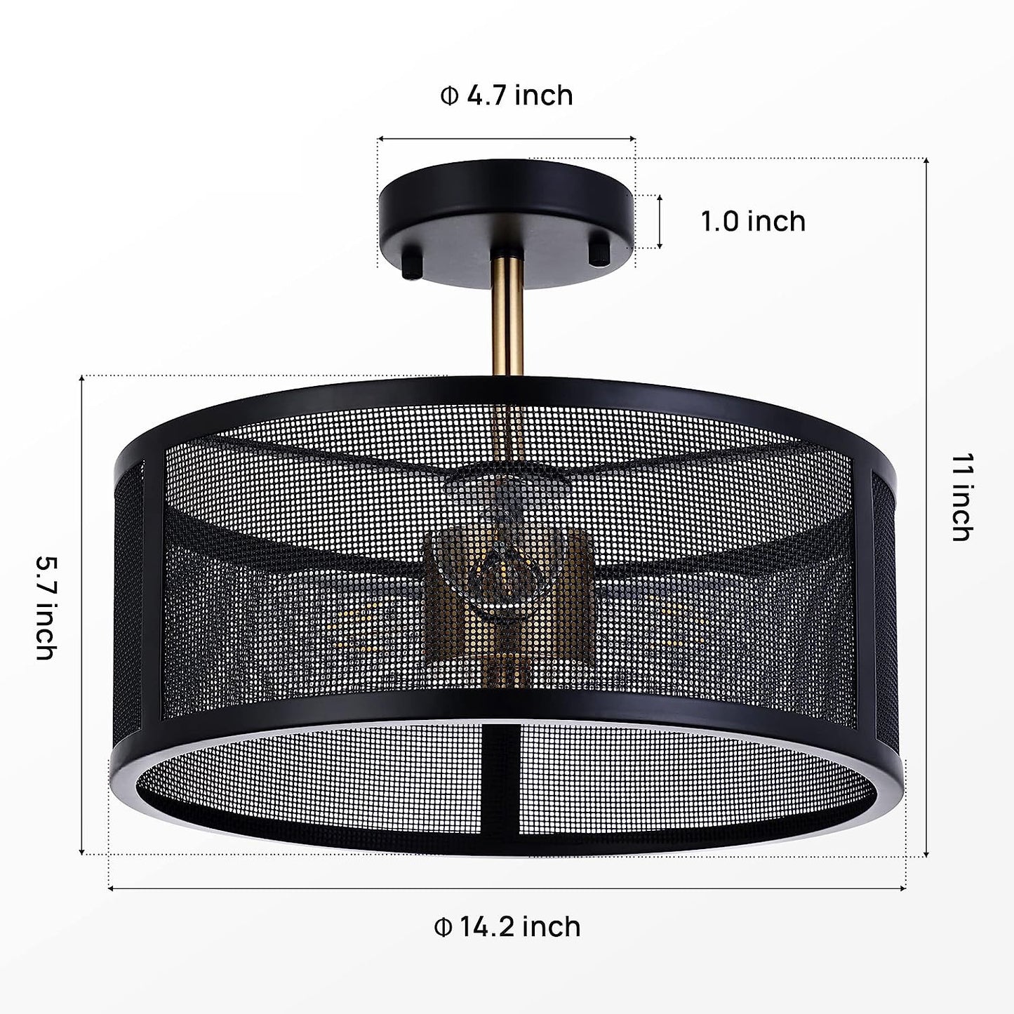 Double-layer black iron mesh circular lamp