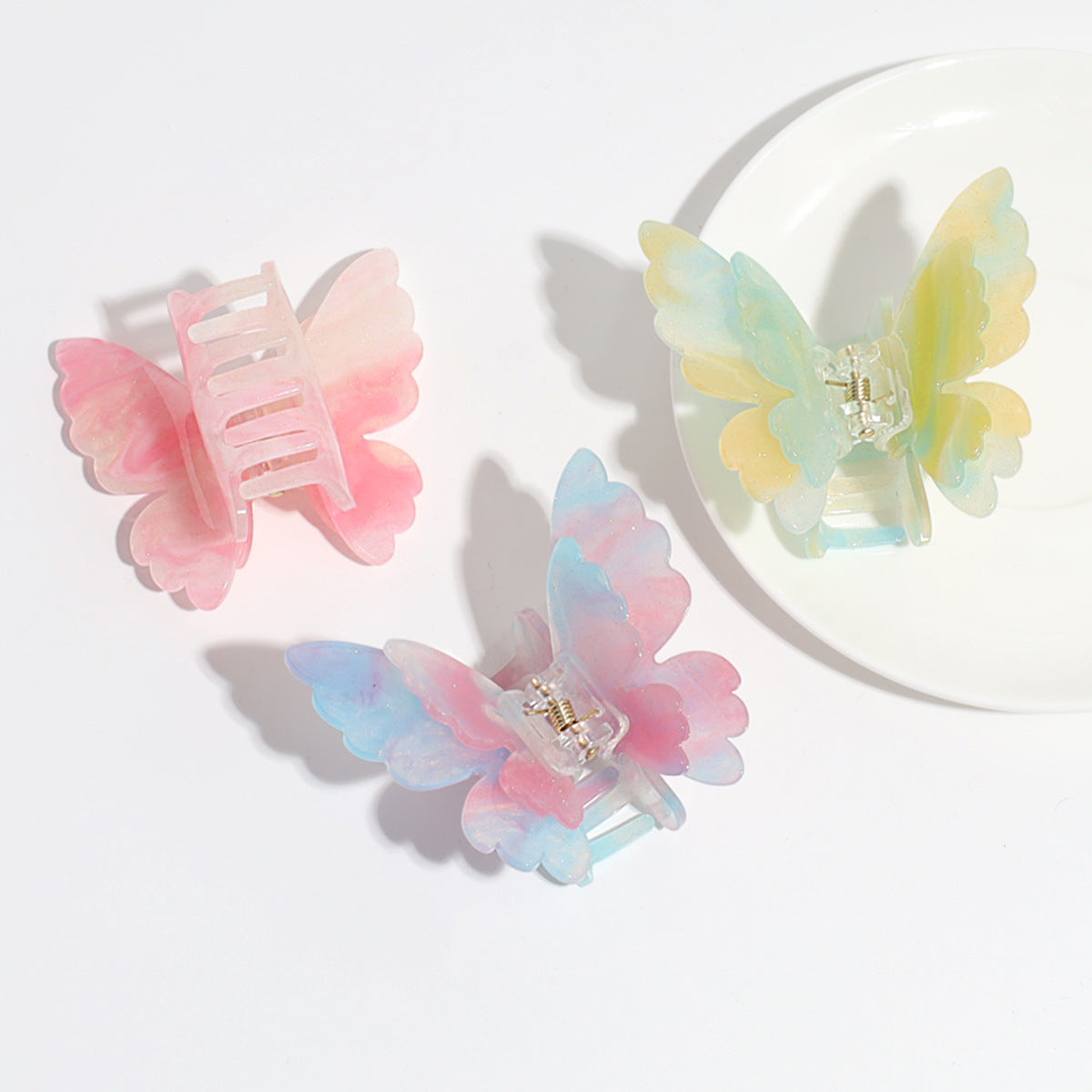 Double-layer Butterfly Gradient Pearlescent Hair Clip