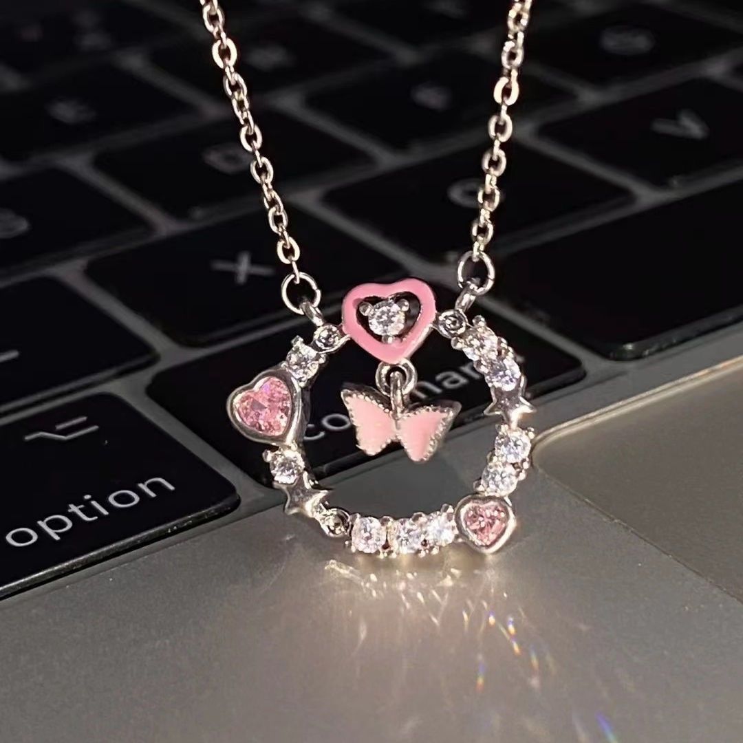 Double Layer Butterfly Thorn Ring Necklace