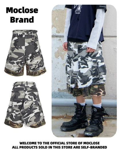 Double Layer Camouflage Tassel Shorts