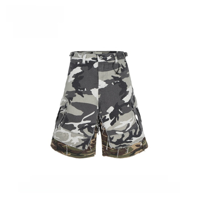 Double Layer Camouflage Tassel Shorts