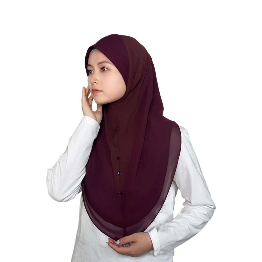 Double-layer chiffon chin headscarf